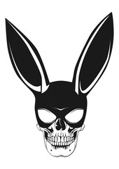 Skull with a bunny ears. Easy to use vector design.