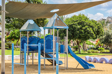 View of playground with slides