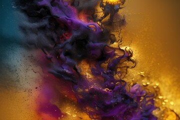 Purple black and orange abstract liquid backdrop