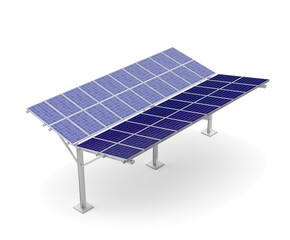 Solar panels in realistic 3d render