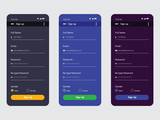 mobile app sign up page design 