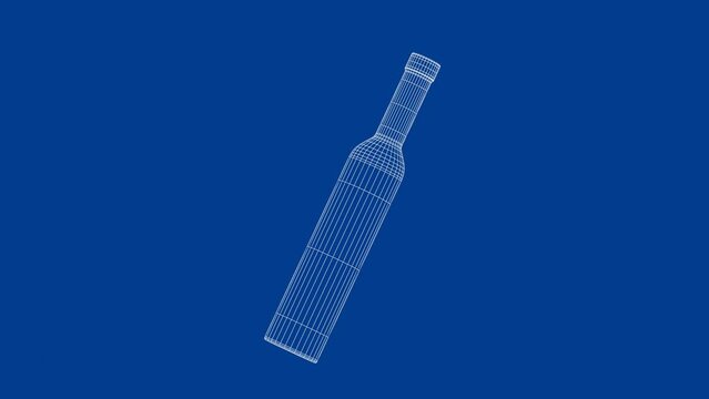 3D wire-frame model of tall bottle for water or alcoholic beverages