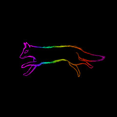 Fototapeta na wymiar Running Fox or Vixen Animal Logo Design in Abstract Design