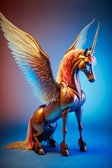 Obraz na płótnie Canvas a fantasy Flying Unicorn Horse with huge wings 