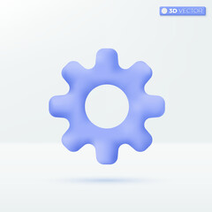 Gear icon symbol. Technical support, Cogwheel, maintenace update, Repair, optimizing, development workflow concept. 3D vector isolated illustration, Cartoon pastel Minimal style. for mobile app design