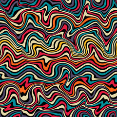 Retro colorful waves. Seamless pattern - 562226583