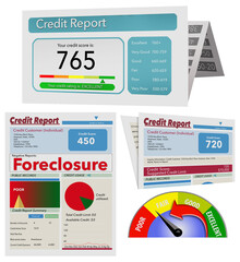 A credit freeze, or freeze on your credit report is represented with icicles and snow on a mock credit report isolated on the background.
