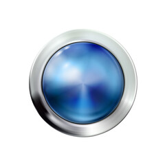 Circle realistic glossy blue button. Png