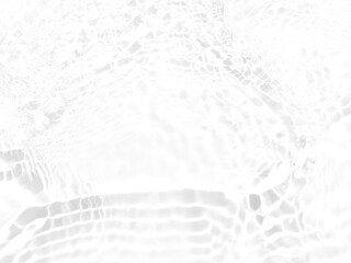 Defocus blurred transparent white colored clear calm water surface texture with splashes and bubbles. Trendy abstract nature background. Water waves in sunlight with copy space. White water shine