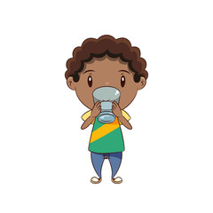 Boy drink water thirsty cute child 