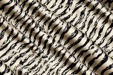 This seamless pattern is a zebra design. This zebra print is black and white. animal skin cloth used in zoos. Animal-themed seamless prints Generative AI