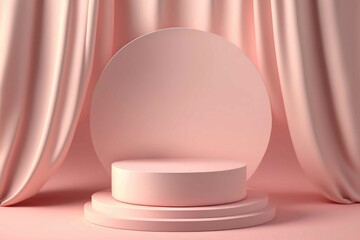 Modern pink product stage display scene  podium background with minimal geometric platform base