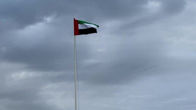 The United Arab Emirates flags waving - Middle East Arabic nation