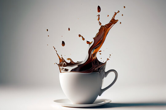 Kaffe, der aus einer Kaffeetasse spritzt - Generative Ai