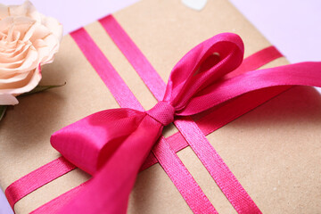 Beautiful gift box for Valentine's Day celebration, closeup