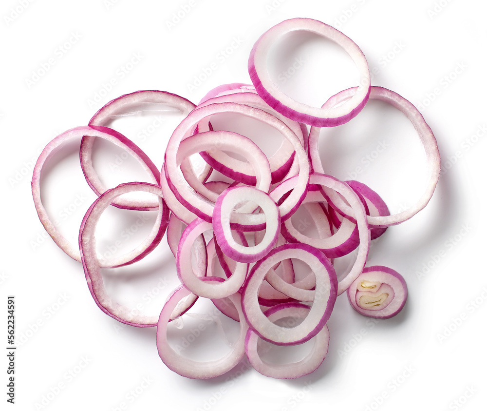 Sticker sliced red onion rings