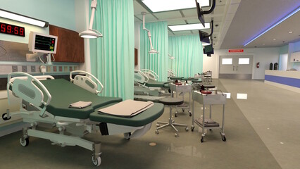 オンラインミーティング用背景 テレビ会議背景用 ZOOM会議背景用 テレビ会議用背景 ZOOM会議用背景 CG 緊急処置室 集中治療室 病院 Emergency Room for using in video conference and as a zoom background.