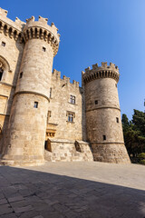 Fototapeta na wymiar Palace of the Grand Master of the Knights of Rhodes in Greece. Old Town. Sunny Day.