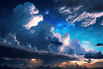 Fototapeta na wymiar Superb setting Cloudy skies Generative AI