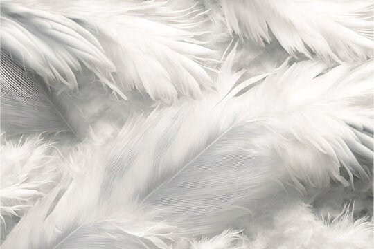 white feathers background. Generative AI © Janine