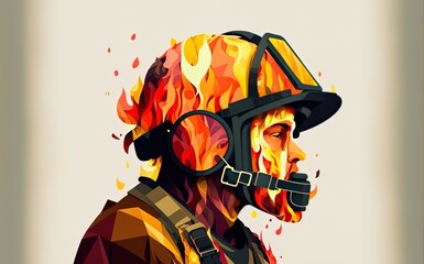An isometric, colorful symbol of a fireman Generative AI