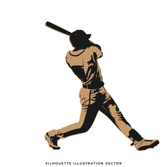silhouette of a person playing baseball vector illustration - obrazy, fototapety, plakaty