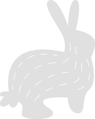 Hand drawn decorative abstract bunny flat icon