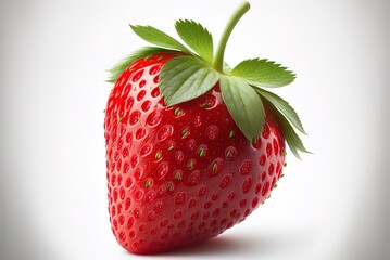 a ripe strawberry on a white background. Generative AI