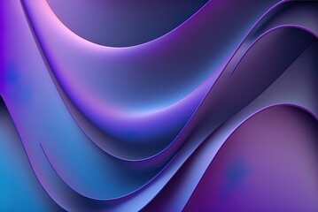 Modern Curvilinear Gradient Surface as Background. Copy space in purple and blue wallpaper. Generative AI