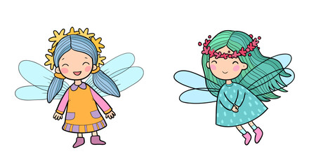  ute cartoon fairy. Elves princesses with wings. little girl. - 562238313
