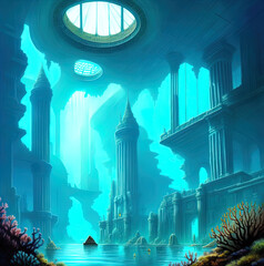 A fantasy underwater city.	 - obrazy, fototapety, plakaty