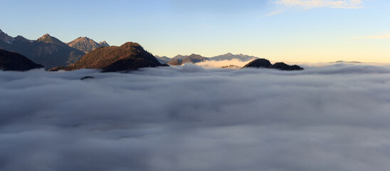 Cloudy European Alps Panoramic Landscape