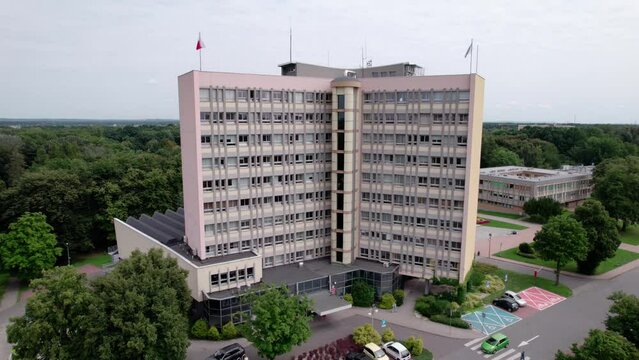  Tychy from a bird's eye view on a beautiful sunny day. The most popular places, buildings, architecture and objects in the city in the Silesian Voivodeship.