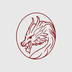 Fototapeta premium Vector Red Dragon head logo vector hand made illustration