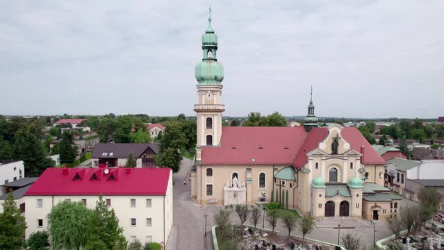  Tychy from a bird's eye view on a beautiful sunny day. The most popular places, buildings, architecture and objects in the city in the Silesian Voivodeship.