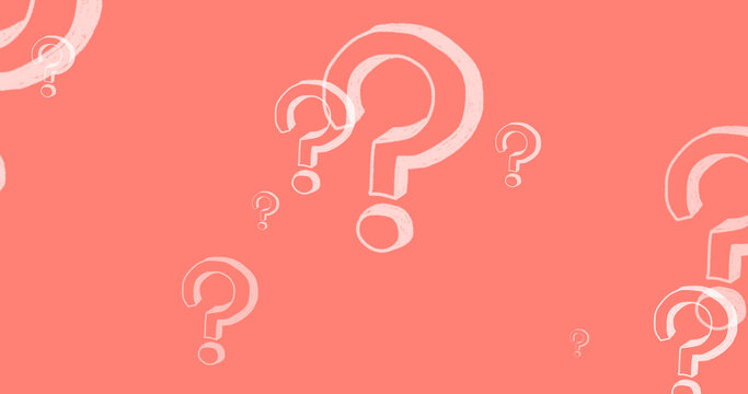 Composition of question marks on pink background
