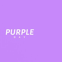 Studio shot of purple day text isolated over purple background, copy space