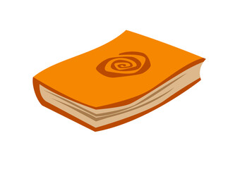 Book with an orange cover. Vector image for prints, poster and illustrations.