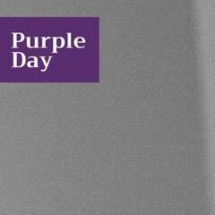 Composition of purple day text on grey background with copy space