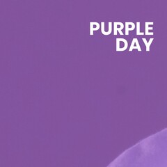 Composition of purple day text on purple background with copy space