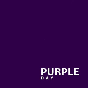 Studio shot of illustrative purple day text isolated on purple background, copy space