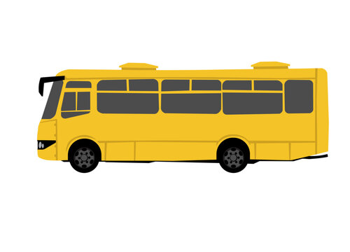Yellow city bus. Public transport. Vector image for prints, poster and illustrations.