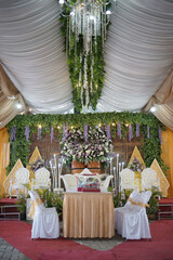 Chairs and Decoration Arrangement for a Traditional Wedding Ceremony in Indonesia