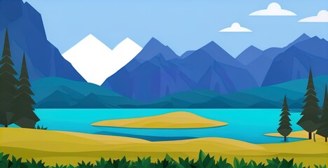 Obraz na płótnie Canvas landscape with lake and mountains