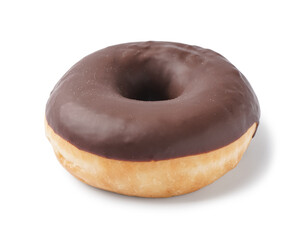 Tasty chocolate donut on white background