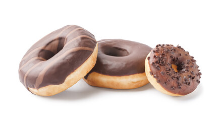 Tasty chocolate donuts isolated on white background