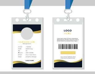 Abstract ID card design, professional id card template, office id card layout, simple vector id card, corporate id card design template.