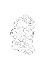 Zeus, God of thunder, sculpture, Printable One Line Drawing, One line drawing sketch Zeus sculpture. Greece mythology statue hand drawn continuous line, ancient greek god. Modern vector art