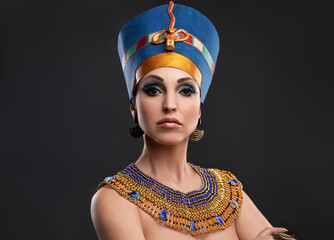 studio portrait of a beautiful egyptian woman Queen Cleopatra
