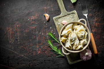 Beef dumplings in the bowl.